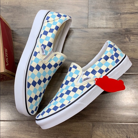 •Vans Classic Slip-On Checkerboard Blue Topaz wmns - Picture 10 of 16